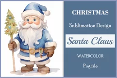 Christmas Sublimation Santa Claus Watercolor Vintage / Png Product Image 1