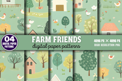 Farm Friends Digital Paper Background PNG Product Image 1