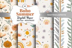 Summer Boho digital paper Seamless backgrounds Product Image 1