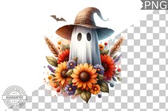 Halloween Ghost And Flowers Sublimation - Halloween Clipart Product Image 1