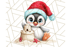 Christmas Penguins The Beach Clipart PNG, Tropical Holiday Product Image 5