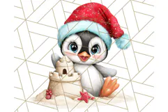 Christmas Penguins The Beach Clipart PNG, Tropical Holiday Product Image 5