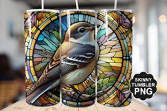 Eastern Phoebe Single Bird Stained Glass - Tumble Design Product Image 1