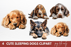 Cute Sleeping Dogs Clipart Sublimation Product Image 1