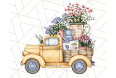 Floral Farm Truck Clipart, Cottagecore Country Truck Png Product Image 5