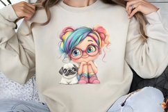 Colorful Girl Dog Clipart PNG Product Image 1