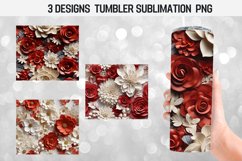 BUNDLE 3D Flowers Skinny Tumbler Wrap Sublimation Design PNG Product Image 3