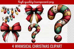 4 Whimsical Christmas Clipart | Cute Holiday PNG Set Product Image 1