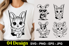 Cute Bunny Friends SVG PNG Product Image 1