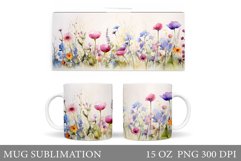 Flowers Mug Wrap Design. Wildflowers Mug Sublimation Product Image 1