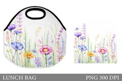 Wildflowers Lunch Bag Sublimation. Flowers Lunch Bag Design Product Image 1