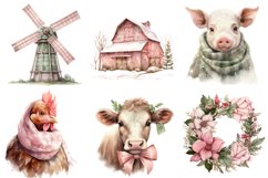 Pastel Christmas Farmhouse Clipart, Farm Christmas 20 Png Product Image 4