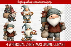 4 Whimsical Christmas Gnome Clipart | Cute Holiday Gnome PNG Product Image 1