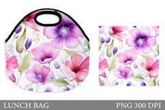 Flowers Lunch Bag Design. Flowers Lunch Bag Sublimation Product Image 1