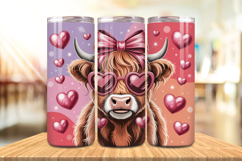 Valentine’s Day Highland Cow Tumbler Wrap PNG Big Bundle Product Image 8