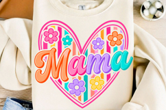 Retro Floral Mama Heart Mother Png Product Image 1