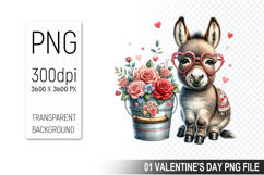 Valentine&#039;s Horse in Bucket, Animal Graphic For Crafts Product Image 1