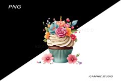 Flowers Cupcake Clipart Product Image 1