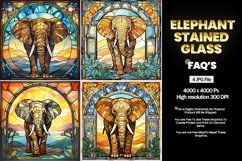 Elephant Stained Glass Square Coaster - 04 Variations Product Image 2