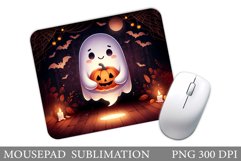 Cute Ghost Mouse Pad. Halloween Mouse Pad Sublimation Product Image 1