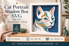 Cat portrait layered paper cut svg Product Image 5