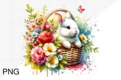 Spring Flowers And Bunny Sublimation - Clipart PNG Design Product Image 1
