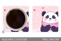 Cute Panda Coaster Sublimation. Valentines Coaster Design Product Image 1