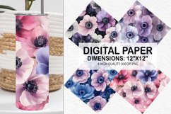 Anemone Flower Digital Paper - Flower Background Product Image 1