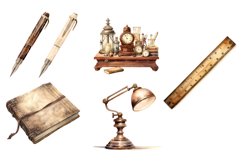 Antique Planner Girl Clipart, Set of 27 Png Bundle Product Image 3