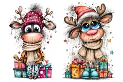 30 JPG Whimsical Cute Christmas Watercolor Animals Bundle Product Image 9