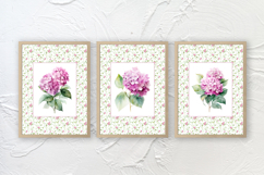 Watercolor Pink Hydrangea Set of 3 Prints Product Image 9