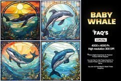 Baby Whale Stained Glass Square Coaster - 04 Variations Product Image 2