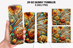 Flower Skinny Tumbler 20oz Wrap Design, Autumn Tumbler Wrap Product Image 1
