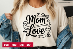 Mom Love Ribbon Typography SVG PNG Product Image 1