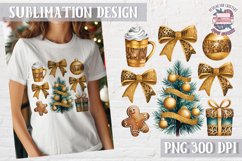 Christmas Coquette Bow PNG Holidays Funny Watercolor Product Image 1