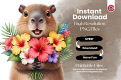Whimsical Tropical Capybara Clipart Bundle PNG Product Image 9
