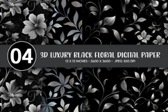 3D Luxury Black Floral Digital Paper Product Image 1