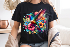 Vibrant Hummingbird PNG, Colorful Botanical Sublimation Product Image 8