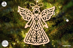Christmas Angel Ornament Laser Cut | Glowforge | SVG Product Image 1