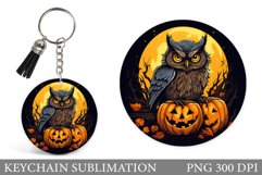 Owl Halloween Keychain. Owl Round Keychain Design Product Image 1