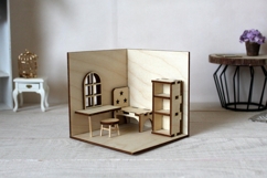 Miniature room box corner download vector file laser cut dol Product Image 9