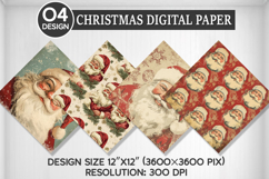 Christmas Santa Digital Paper, Christmas Background Product Image 1