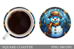 Snowman Coaster Design. Stained Glass Snowman Coaster Product Image 1