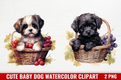 Cute Baby Dog Watercolor Clipart, Cute Baby Dog Clipart Product Image 1
