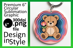 Cute Keychain Round Design Template , Cute Bear Product Image 1