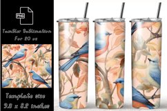 Flower Birds tumbler sublimation, 20 oz tumbler wrap Product Image 1