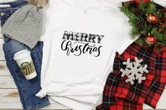 Merry Christmas | Buffalo Plaid Png | Black and White Product Image 7