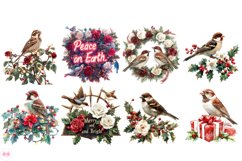 Christmas Sparrows Bird Clipart Product Image 2