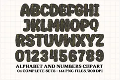 Black and Gold Alphabet png clipart, gold letters doodle Product Image 4