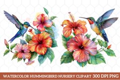 Watercolor Hummingbird Nursery Clipart, Watercolor Clipart Product Image 1